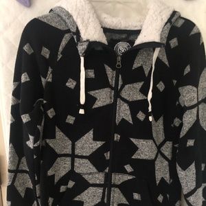 So Authentic American Heritage black and gray knit hoodie(M),sherpa fleece hood